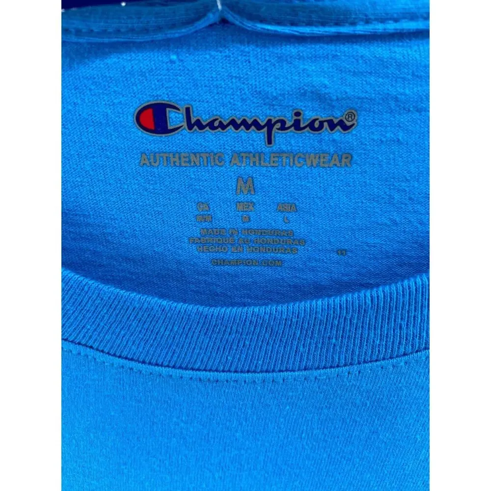 NWT Champion T-Shirt Mens M Blue Classic Graphic Vinyl Record Pullover Crew Neck - Picture 4 of 14